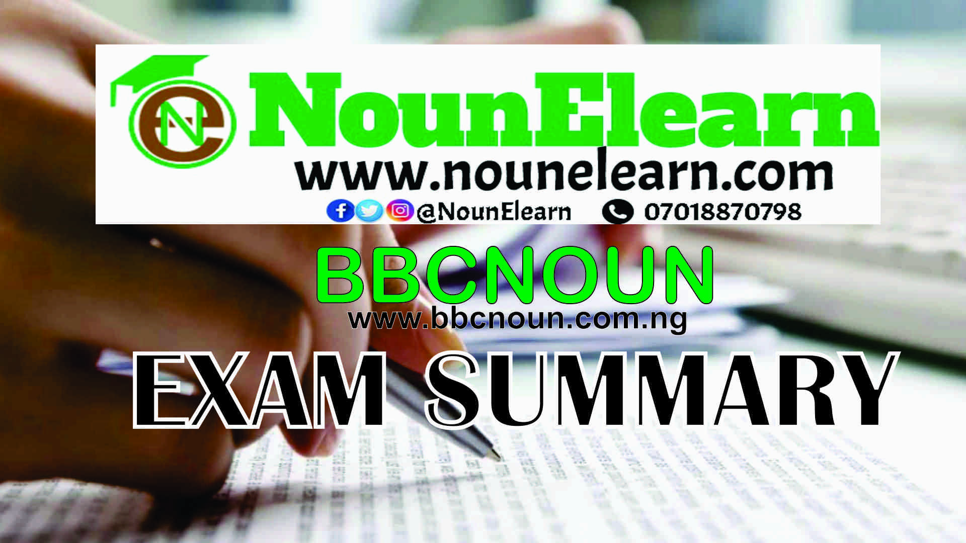 NOUN Exam Summary BBCNOUN